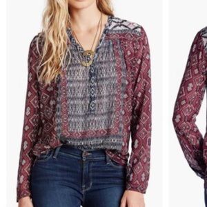 Lucky brand mixed border print 'peasant' blouse